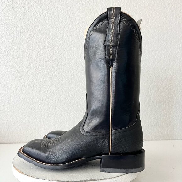 Rod Patrick Womens Cowboy Boots 7EE Black Smooth Ostrich Western Square Toe - Picture 4 of 12